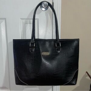 BOB MACKIE Tote Large Faux Crocodile‎ Leather Black Tote Bag Travel Tote